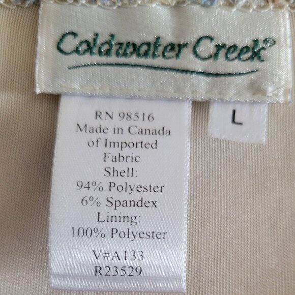 Coldwater Creek fully lined top with sheer 3/4" length sleeves blue/beige Size L - Picture 11 of 12